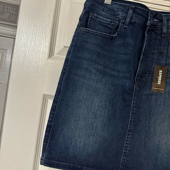 NWT Express High Rise Denim Perfect Mini Skirt - Picture 7 of 16